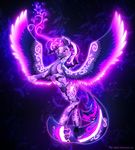  2015 9de-light6 abstract_background cutie_mark equine feathered_wings feathers female flying friendship_is_magic fur hair hi_res horn long_hair magic mammal multicolored_hair my_little_pony purple_eyes purple_feathers purple_fur solo spread_wings twilight_sparkle_(mlp) winged_unicorn wings 
