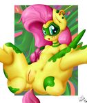  2016 anus bodypaint butt clitoris dock ear_piercing equine female feral fluttershy_(mlp) friendship_is_magic hair horse mammal my_little_pony open_mouth piercing pink_hair pony pussy ricocake solo spread_legs spreading 