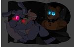  2015 animatronic avj_(artist) bear bonnie_(fnaf) five_nights_at_freddy&#039;s freddy_(fnaf) glowing glowing_eyes lagomorph machine mammal one_eye_closed rabbit robot video_games wink 