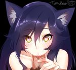  &lt;3 ahri animal_humanoid black_hair canine charm cute fellatio fluffy fox fox_humanoid fur hair humanoid league_of_legends mammal oral penis sex tofuubear video_games whiskers yellow_eyes 