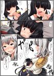 ahegao ahegaokin blush commentary_request deepthroat drooling epaulettes erection fellatio female_admiral_(kantai_collection) futa_with_female futanari hand_on_another's_head hands_on_another's_head hat head_grab highres hime_cut irrumatio kantai_collection kashima_(kantai_collection) long_hair military military_uniform minase_(takaoka_nanase) miniskirt multiple_girls open_mouth oral penis silver_hair skirt tears testicles tongue tongue_out translated twintails uniform wavy_hair 