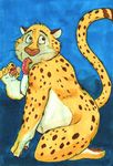  azul benjamin_clawhauser cheetah disney doughnut eating feline food male mammal nude slightly_chubby solo source_request traditional_media_(artwork) unknown_artist zootopia 