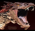  3d_(artwork) ambiguous_gender bust_(disambiguation) cgi digital_media_(artwork) dragon feral hi_res horn lizard male open_mouth portrait reptile salireths scales scalie sharp_teeth simple_background smaug solo teeth the_hobbit tongue tongue_out yellow_eyes 