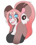  anthro breasts cervine clothing deer ear_piercing facial_piercing fangs female hybrid kammymau lip_piercing mammal no_pupils open_mouth piercing simple_background smile solo teeth tongue white_background 