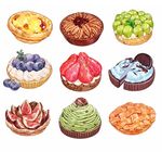  artist_request blueberry cake cream egg_tart fig food fruit grapes mont_blanc_(food) no_humans oreo pastry pecan pie still_life strawberry tart_(food) 