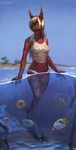  2016 absurd_res alien anthro breasts camel_toe claws clothing female feral fish hi_res hybrid marine meylan nipples sea solo swimsuit totesfleisch8 water wet wet_shirt 
