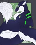  anthro breasts butt featureless_breasts featureless_crotch female fire fur green_eyes kammymau lighter looking_at_viewer lying neck_tuft nude on_side sergal smile solo teeth tuft wide_hips 
