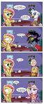  2016 avian daniel-sg equine fan_character fangs female fluttershy_(mlp) friendship_is_magic hippogryph horn human king_sombra_(mlp) male mammal my_little_pony one_punch_man pegasus princess_cadance_(mlp) red_eyes saitama sharp_teeth slit_pupils speed_dating table teeth unicorn wings 