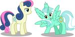  2015 9de-light6 absurd_res alpha_channel amber_eyes blue_eyes bonbon_(mlp) cutie_mark duo earth_pony equine feathered_wings feathers female feral friendship_is_magic fur green_feathers green_fur hair hi_res horn horse lyra_heartstrings_(mlp) mammal multicolored_hair my_little_pony pony simple_background smile text transparent_background two_tone_hair winged_unicorn wings 