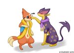  2015 duo eyes_closed female feral floatzel kyoushiro liepard multiple_tails nintendo one_eye_closed pok&eacute;mon purple_eyes scarf simple_background sitting standing video_games white_background 