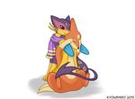  2015 duo eyes_closed female feral floatzel green_eyes kyoushiro liepard multiple_tails nintendo pok&eacute;mon scarf simple_background sitting video_games white_background 