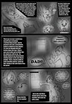  2013 alex anthro balls barefoot blue_eyes butt canine comic cub digital_media_(artwork) dog duo english_text ethan facial_hair fur gloebis hiding male male/male mammal monochrome nude paws penis scared screaming shadow text window young 