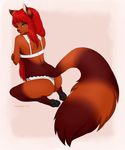  anthro bra butt clothing crossed_arms feline female invalid_tag kneeling lingerie looking_at_viewer looking_back mammal one_eye_closed panties puddingpaw simple_background smile solo underwear 