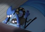  anal anal_penetration anthro avian babynarwhal bed bird biting_pillow cartoon_network duo male male/male mammal mordecai_(regular_show) penetration raccoon regular_show rigby_(regular_show) 