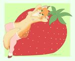  anthro antlers areola breasts canine cervine clothing deer dog female food fruit hands_behind_head hooves horn husky hybrid invalid_tag legwear looking_at_viewer lying mammal navel nipples nude on_back puddingpaw pussy smile solo strawberry thigh_highs 
