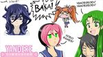  ayano_aishi black_hair blue_eyes green_eyes green_hair happy midori_gurin_(yandere_simulator) multiple_girls oka_ruto_(yandere_simulator) orange_hair osana_najimi_(yandere_simulator) pink_hair pippi_osu_(yandere_simulator) school_uniform smile yandere_simulator 