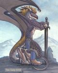  dragon male melee_weapon painting solo susan_van_camp sword weapon 