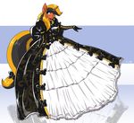  2016 anthro ball_gown black_hair black_lipstick black_theme blonde_hair clothing dress elbow_gloves equine fan_character female gloves hair helixjack help_desk_(oc) horn mammal multicolored_hair my_little_pony solo two_tone_hair unicorn 