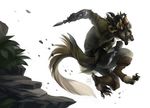  action_pose charr claws clothed clothing dagger fangs feline female guild_wars horn hounds-tooth leap mammal melee_weapon video_games weapon 