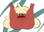  1-upclock anus butt feet female fluffy looking_at_viewer nintendo pok&eacute;mon presenting presenting_hindquarters pussy simple_background smile solo spread_legs spreading video_games whimsicott 