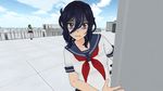  3d blue_sky cloud day multiple_girls oka_ruto_(yandere_simulator) outdoors school_uniform serafuku sky stalking yandere_simulator 