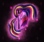  2014 9de-light6 black_background equine feathered_wings feathers female feral friendship_is_magic fur hair horn long_hair mammal multicolored_feathers multicolored_hair my_little_pony purple_eyes purple_fur reflection simple_background solo spread_wings star twilight_sparkle_(mlp) winged_unicorn wings 