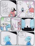  bone clothed clothing dialogue echo_flower grin human loverofpiggies mammal papyrus_(undertale) protagonist_(undertale) sans_(undertale) skeleton smile sofa undertale video_games waterfall 