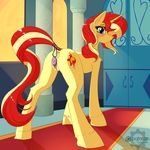  2016 anus blush butt clitoris cutie_mark dildo equestria_girls equine female feral fur hair hi_res hooves horn inside long_hair looking_at_viewer mammal multicolored_hair my_little_pony patreon penetration pussy sex_toy solo sunset_shimmer_(eg) two_tone_hair twotail813 unicorn vaginal vaginal_penetration 