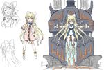  ;d anklet azure_striker_gunvolt barcode_tattoo bare_shoulders blonde_hair bracelet cable character_sheet choker cleavage_cutout coat commentary_request concept_art detached_sleeves eyebrows eyebrows_visible_through_hair from_behind full_body hair_ornament hair_ribbon hairclip halterneck hand_on_hip highres jewelry leotard light_smile long_hair looking_at_viewer lumen_(gunvolt) mecha official_art one_eye_closed open_mouth orange_eyes raised_eyebrows ribbon shoes sidelocks simple_background sketch skin_tight smile standing tattoo tied_hair very_long_hair white_background white_footwear white_ribbon 