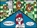  canine comic cub dog english_text equine green_eyes hair horse husky kammypup kammypup_(artist) mammal ponce red_hair spanish speech_bubble text young 