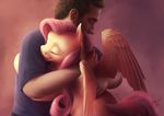  2016 bluespaceling clothed clothing cutie_mark duo equine eyes_closed feathered_wings feathers female feral fluttershy_(mlp) friendship_is_magic hair hi_res hug human long_hair male mammal my_little_pony pegasus pink_hair smile wings 