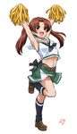  adapted_costume brown_hair cheerleader girls_und_panzer kadotani_anzu long_hair ooarai_school_uniform pom_poms shift_(waage) solo twintails 