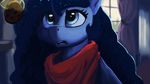  2014 blue_eyes blue_fur blue_hair cookie curtains equine female feral food friendship_is_magic fur furniture hair hi_res horn inside magic mammal my_little_pony paperdrop princess_luna_(mlp) scarf solo window winged_unicorn wings 