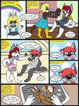  age_regression avian bird bully canine clothing comic cub daycare diaper english_text hair kammypup kammypup_(artist) kookaburra mammal mental_regression plushie red_hair speech_bubble taara text wolf young 