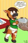  anthro brown_eyes cub diaper english_text equine horse kammypup_(artist) mammal ponce speech_bubble text young 