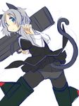  animal_ears ass black_legwear cat_ears cat_tail green_eyes highres military military_uniform panties panties_under_pantyhose pantyhose retsumaru sanya_v_litvyak short_hair silver_hair sketch solo strike_witches striker_unit tail underwear uniform world_witches_series 