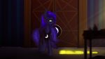  2014 blue_eyes blue_feathers blue_fur blue_hair door equine feathered_wings feathers female feral friendship_is_magic fur hair horn inside jewelry mammal my_little_pony necklace paperdrop princess_luna_(mlp) solo table tired winged_unicorn wings 