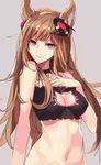  animal_ears aosaki_yukina bangs bell bell_collar black_bra bra breasts brown_eyes brown_hair cat_cutout cat_lingerie cleavage cleavage_cutout collar erune granblue_fantasy hand_on_own_chest jingle_bell long_hair looking_at_viewer medium_breasts meme_attire metera_(granblue_fantasy) mole mole_under_mouth navel simple_background sketch smile solo underwear underwear_only 