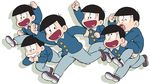  arm_up bad_id bad_pixiv_id bowl_cut brothers carrying child drop_shadow heart heart_in_mouth koutou_(akzkr09) male_focus matching_outfit matsuno_choromatsu matsuno_ichimatsu matsuno_juushimatsu matsuno_karamatsu matsuno_osomatsu matsuno_todomatsu multiple_boys open_mouth osomatsu-kun piggyback running sextuplet_(osomatsu-kun) sextuplets shadow siblings simple_background smile white_background wing_collar 