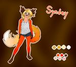  2016 anthro canine clothed clothing colored cub digital_media_(artwork) female fox foxcoon fur hair hybrid jaxneesen looking_at_viewer mammal model_sheet raccoon simple_background smile solo standing teeth text young 