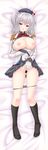  bar_censor beret breasts censored dakimakura epaulettes frilled_sleeves frills full_body hat kantai_collection kashima_(kantai_collection) kerchief large_breasts looking_at_viewer military military_uniform miniskirt nanami_ayane nipples panties panty_pull silver_hair skirt solo twintails underwear uniform wavy_hair 