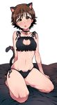  :o animal_ears bare_shoulders bell black_bra black_panties black_ribbon blush bra breasts brown_hair cat_cutout cat_ear_panties cat_ears cat_lingerie cat_tail choker cleavage cleavage_cutout collarbone full-face_blush full_body groin head_tilt honda_mio idolmaster idolmaster_cinderella_girls jingle_bell jp06 kemonomimi_mode knees medium_breasts meme_attire navel open_mouth panties paws ribbon seiza short_hair side-tie_panties simple_background sitting solo stomach tail tail_ribbon thighs underwear underwear_only white_background yellow_eyes 