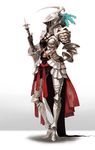  armor breasts cleavage cleavage_cutout contrapposto full_body gauntlets hand_on_hip helmet knight kyoung_hwan_kim medium_breasts original pauldrons shadow solo standing sword two-handed_sword weapon 