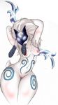  2016 alopexwhitefox anthro areola armpits blue_eyes bow_(weapon) breasts caprine digitigrade female fur hair hands_behind_head kindred_(lol) lamb_(lol) league_of_legends long_ears long_hair looking_at_viewer mammal mask navel nipples nude pussy ranged_weapon sheep simple_background solo spirit thick_thighs video_games weapon white_background white_fur wide_hips 