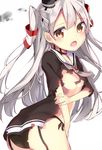  amatsukaze_(kantai_collection) ass black_panties brown_eyes chikuwa. dress kantai_collection long_hair panties sailor_dress side-tie_panties silver_hair solo torn_clothes torn_dress torn_panties two_side_up underwear 