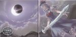  album_cover cover eclipse hat highres kamishirasawa_keine kyuu_umi red_eyes scan silver_hair solar_eclipse solo sword sword_of_kusanagi touhou weapon 