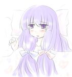  bed blanket hair_ribbon lying natsuki_(silent_selena) patchouli_knowledge ribbon sketch solo tears touhou 