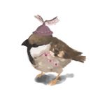  bad_pixiv_id bird hat lowres mystia_lorelei mystia_lorelei_(bird) no_humans okina_(kyuushi) solo sparrow touhou 
