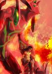  asakura_hao fire gloves highres koji_(you_me4_14) long_hair male_focus red shaman_king shirtless spirit_of_fire 