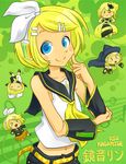  &gt;_&lt; 1girl aku_no_musume_(vocaloid) alternate_costume be_mine!_(vocaloid) character_name chibi closed_eyes happy kagamine_rin otenba_hime_no_uta_(vocaloid) pimmy roshin_yuukai_(vocaloid) smile songover vocaloid 